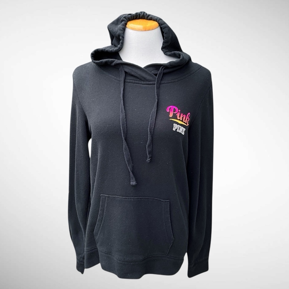 Victoria’s Secret PINK Black Pullover Hoodie Sleeve Logo
